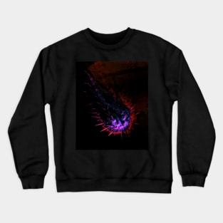 Digital collage and special processing. Fist full of spikes. Horror, bizarre. Dark and glowing. Red and blue. Crewneck Sweatshirt